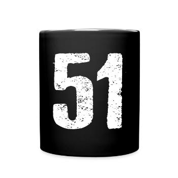 51 Zahl Vintage - Tasse einfarbig - Schwarz - Vorne