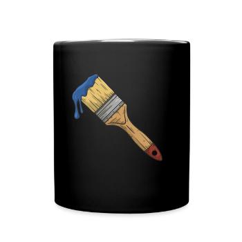 Brush with paint - Full Colour Mug - black - Front