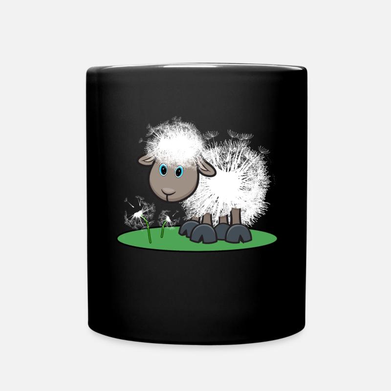 Schaf lustig mit Pusteblume witziges Geschenk - Tasse einfarbig - Schwarz
