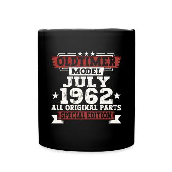 Oldtimer Juli 1962 60. Geburtstag Geschenk Herren - Tasse einfarbig - Schwarz - Vorne