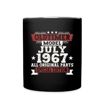 Oldtimer Juli 1967 55. Geburtstag Geschenk Herren - Tasse einfarbig - Schwarz - Vorne