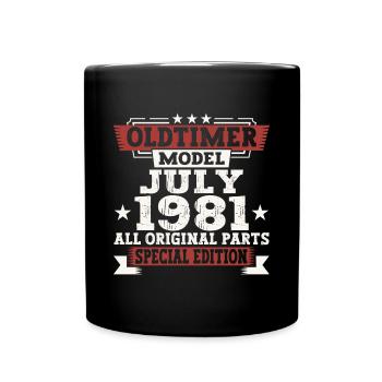 Oldtimer Juli 1981 41. Geburtstag Geschenk Herren - Tasse einfarbig - Schwarz - Vorne