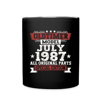 Oldtimer Juli 1987 35. Geburtstag Geschenk Herren - Tasse einfarbig - Schwarz - Vorne