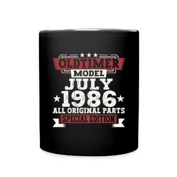 Oldtimer Juli 1986 36. Geburtstag Geschenk Herren - Tasse einfarbig - Schwarz - Vorne
