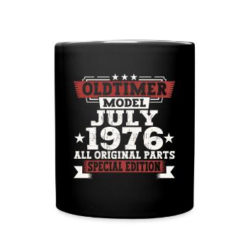 Oldtimer Juli 1976 46. Geburtstag Geschenk Herren - Tasse einfarbig - Schwarz - Vorne