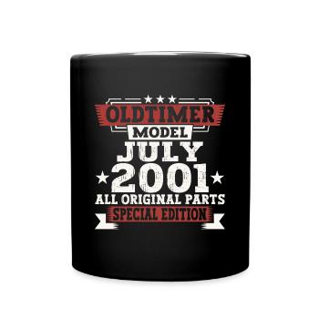 Oldtimer Juli 2001 21. Geburtstag Geschenk Herren - Tasse einfarbig - Schwarz - Vorne