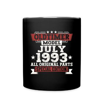 Oldtimer Juli 1993 29. Geburtstag Geschenk Herren - Tasse einfarbig - Schwarz - Vorne