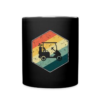 Golf Cart Golfspieler Golfer Golfen Retro - Tasse einfarbig - Schwarz - Vorne