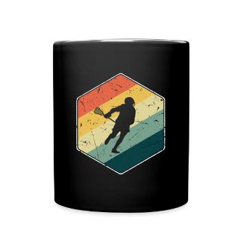 Lacrosse Spieler Lacrossespieler retro LAX - Tasse einfarbig - Schwarz - Vorne