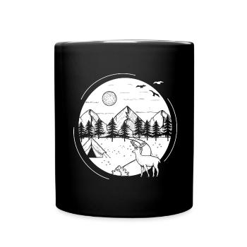 Forest deer in black Graphic - Full Colour Mug - black - Front