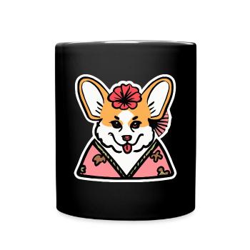 Geisha Corgi Chien Gallois - Mug uni - noir - Devant