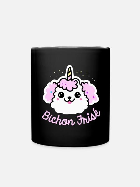 Bichon Frise Chien Licorne Chien Cadeau Rétro - Mug uni - noir