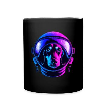 Dackel-Astronaut Hund Geschenk Wiener Dog - Tasse einfarbig - Schwarz - Vorne