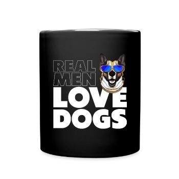 Echte Männer lieben Hunde - Hundefreund Spruch - Tasse einfarbig - Schwarz - Vorne