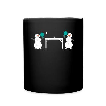 Schneemann Tischtennis Schneeball - Tasse einfarbig - Schwarz - Vorne