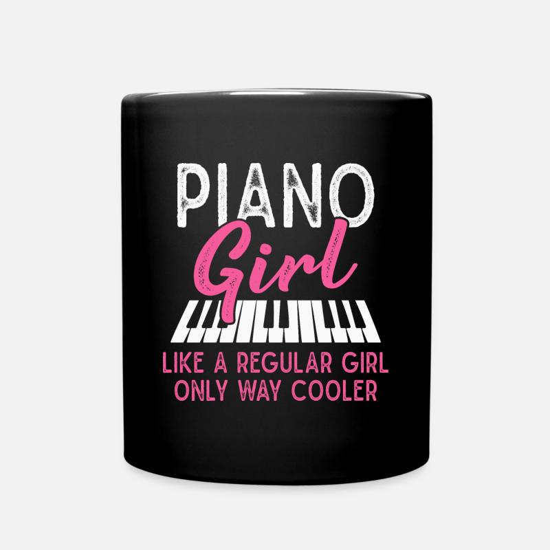 Klavier Mädchen Pianist Musiker Keyboard - Tasse einfarbig - Schwarz
