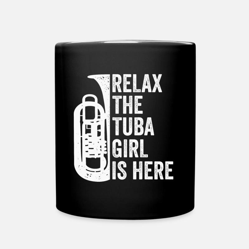 Tuba Mädchen Tubist Blasmusik - Tasse einfarbig - Schwarz