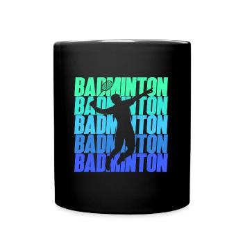 Federball Badmintonspieler Jungen Badminton - Tasse einfarbig - Schwarz - Vorne