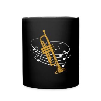 Trompete Noten Trompeter Blasmusik Musiker - Tasse einfarbig - Schwarz - Vorne