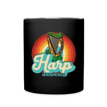 Plucked instrument: Celtic harp, harpist, harpist - Full Colour Mug - black - Front