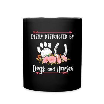 Liebe zu Pferde & Hunden - Tasse einfarbig - Schwarz - Vorne