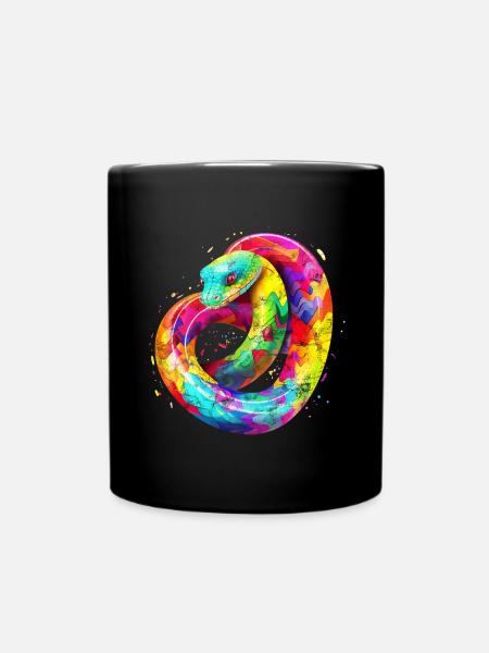 Regenbogen Schlange - Tasse einfarbig - Schwarz
