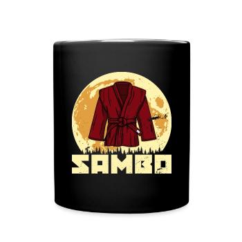 Sambo martial artists wrestling Russian martial art - Full Colour Mug - black - Front