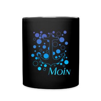 Moin, Hamburg Diggi, Moin moin, Anker, Kapitän - Tasse einfarbig - Schwarz - Vorne