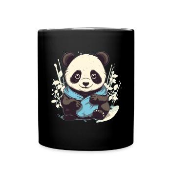 Panda - Tasse einfarbig - Schwarz - Vorne