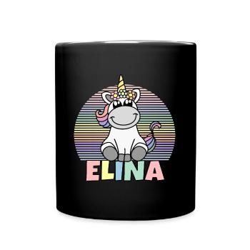 Elina Einhorn Name - Tasse einfarbig - Schwarz - Vorne