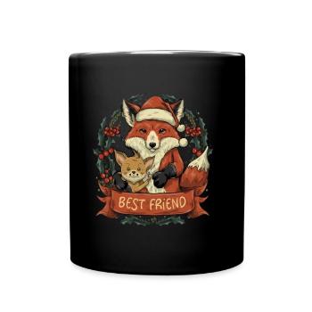 Fuchs & Kaninchen: Beste Freunde - Tasse einfarbig - Schwarz - Vorne