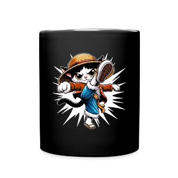 Anime Katze Lustige Tiere - Tasse einfarbig - Schwarz - Vorne