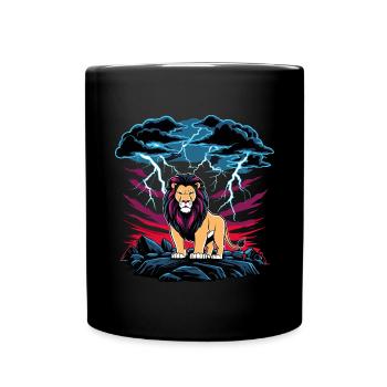 A lion during a thunderstorm - Full Colour Mug - black - Front