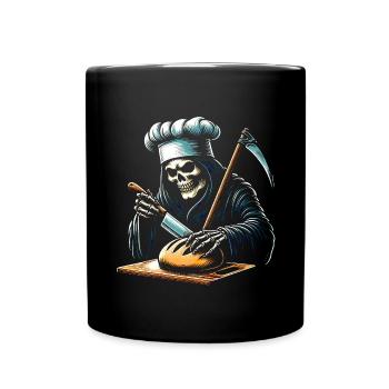 Crâne squelette faucheur coupe le pain - Mug uni - noir - Devant