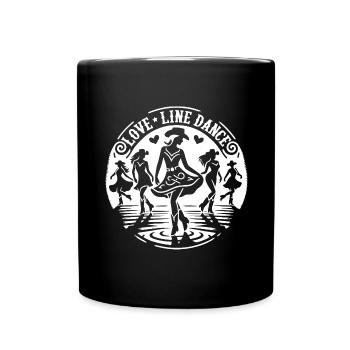 Love Line Dance Western Girls Cowboys dancing - Full Colour Mug - black - Front