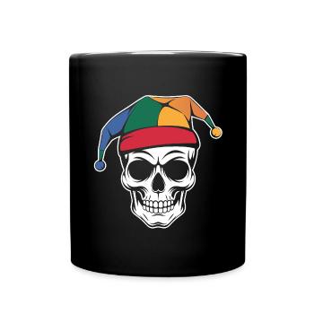 Drôle de crâne avec bonnet de fou - Mug uni - noir - Devant