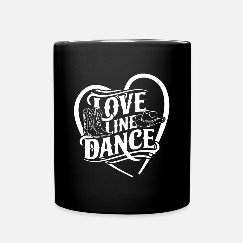 Love Line Dance ich liebe Line Dancing mit Herz - Tasse einfarbig - Schwarz