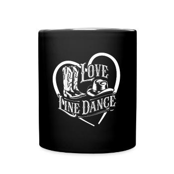 Love Line Dance ich liebe Line Dancing mit Herz - Tasse einfarbig - Schwarz - Vorne
