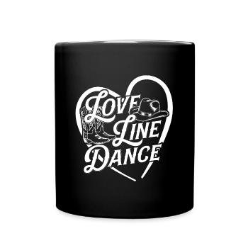 Love Line Dance ich liebe Line Dancing mit Herz - Tasse einfarbig - Schwarz - Vorne