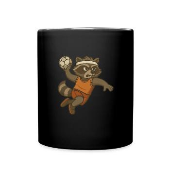 Cadeau de joueur de handball – Raton laveur dans la litière - Mug uni - noir - Devant
