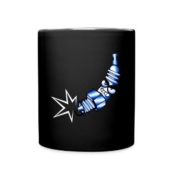 Spark plug comic blue - Full Colour Mug - black - Front