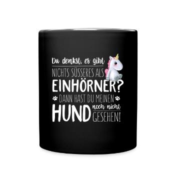 Einhorn vs Hund - Tasse einfarbig - Schwarz - Vorne