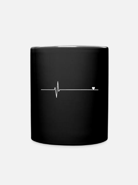 Heartbeat white - Full Colour Mug - black