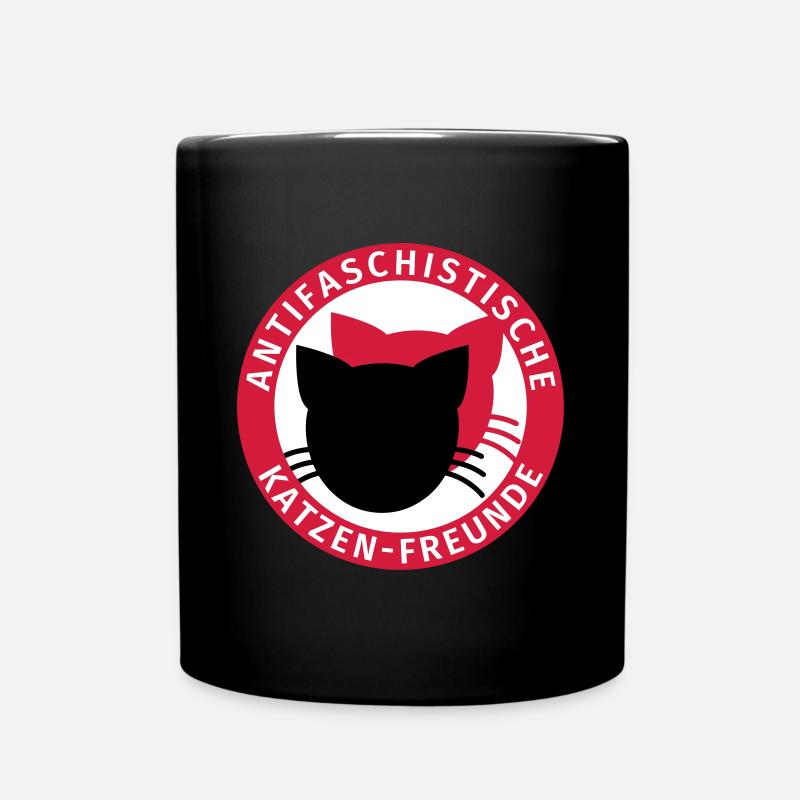 Antifa Logo Humor Antifaschistische Katzen-Freunde - Tasse einfarbig - Schwarz