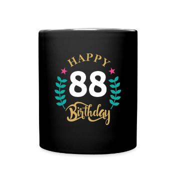 88 happy birthday - Tasse einfarbig - Schwarz - Vorne