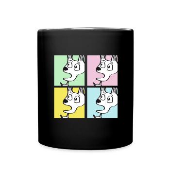 Chien qui rit coloré - Mug uni - noir - Devant