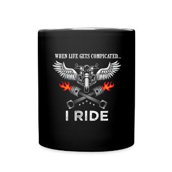 Biker Ride - Tasse einfarbig - Schwarz - Vorne