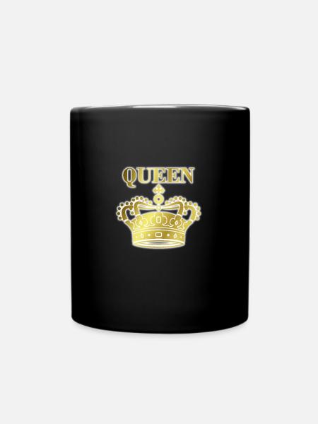Queen Krone gold mit Schatten - Tasse einfarbig - Schwarz