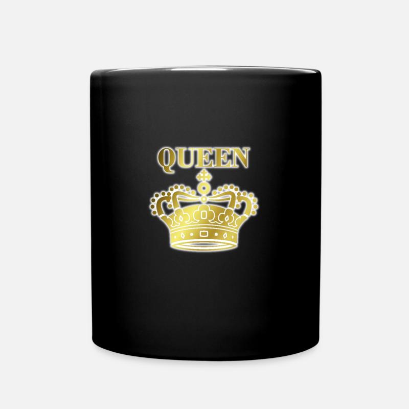 Queen Krone gold mit Schatten - Tasse einfarbig - Schwarz
