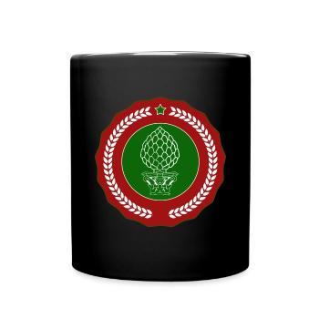 Siegel Augsburg - Rot Grün Weiß - Zirbelnuss - Tasse einfarbig - Schwarz - Vorne